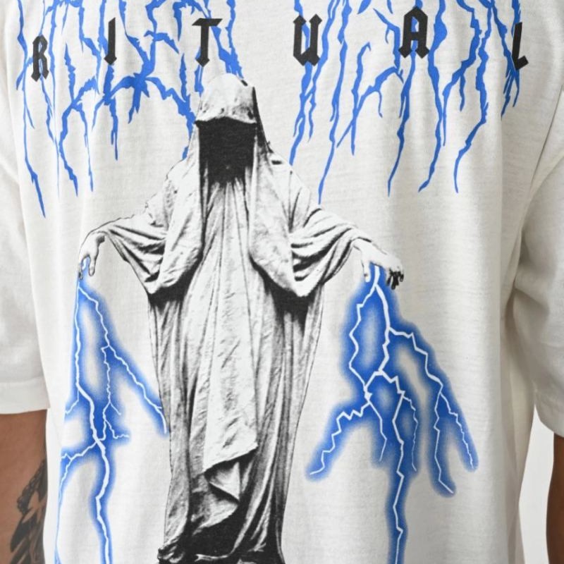 Erkek Kısa Kol Yazlık Tişört Bisiklet Yaka Baskılı Oversize T-Shirt -  Beyaz
