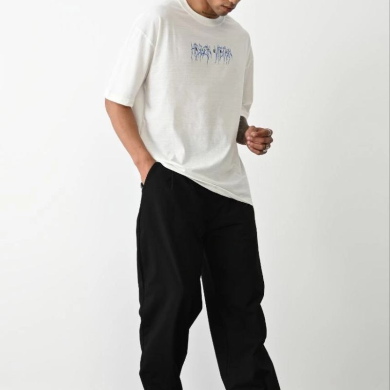 Erkek Kısa Kol Yazlık Tişört Bisiklet Yaka Baskılı Oversize T-Shirt -  Beyaz