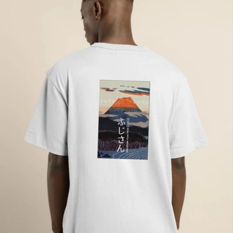 Erkek Kısa Kol Yazlık Tişört Bisiklet Yaka Baskılı Oversize T-Shirt - Beyaz