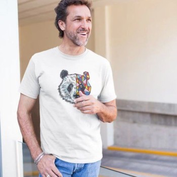 Erkek Kısa Kol Yazlık Tişört Bisiklet Yaka Baskılı Oversize T-Shirt - Beyaz