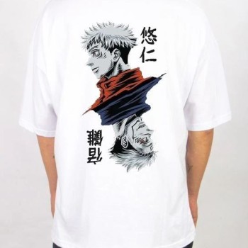 Erkek Kısa Kol Yazlık Tişört Bisiklet Yaka Baskılı Oversize T-Shirt - Beyaz