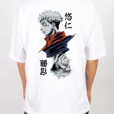 Erkek Kısa Kol Yazlık Tişört Bisiklet Yaka Baskılı Oversize T-Shirt - Beyaz