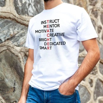 Erkek Kısa Kol Yazlık Tişört Bisiklet Yaka Baskılı Oversize T-Shirt - Beyaz