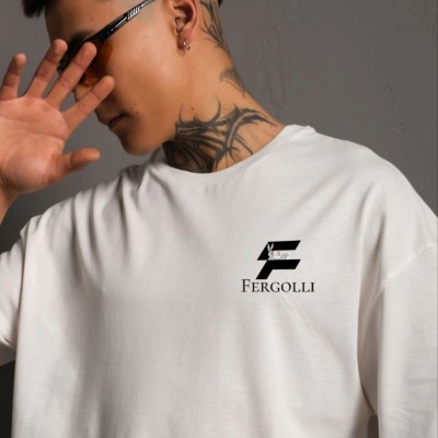 Erkek Kısa Kol Yazlık Tişört Bisiklet Yaka Baskılı Oversize T-Shirt - Beyaz