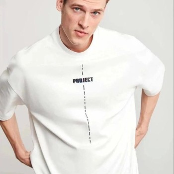 Erkek Kısa Kol Yazlık Tişört Bisiklet Yaka Baskılı Oversize T-Shirt - Beyaz