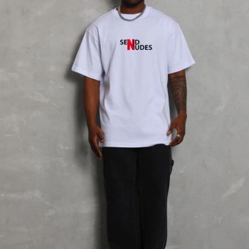 Erkek Kısa Kol Yazlık Tişört Bisiklet Yaka Baskılı Oversize T-Shirt - Beyaz