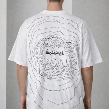 Erkek Kısa Kol Yazlık Tişört Bisiklet Yaka Baskılı Oversize T-Shirt - Beyaz