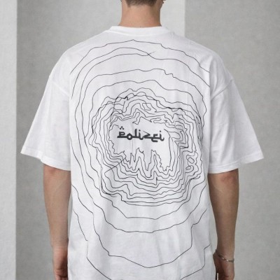 Erkek Kısa Kol Yazlık Tişört Bisiklet Yaka Baskılı Oversize T-Shirt - Beyaz