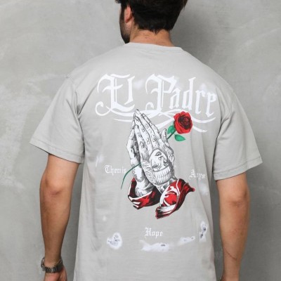 Erkek Kısa Kol Yazlık Tişört Bisiklet Yaka Baskılı Oversize T-Shirt - Gri