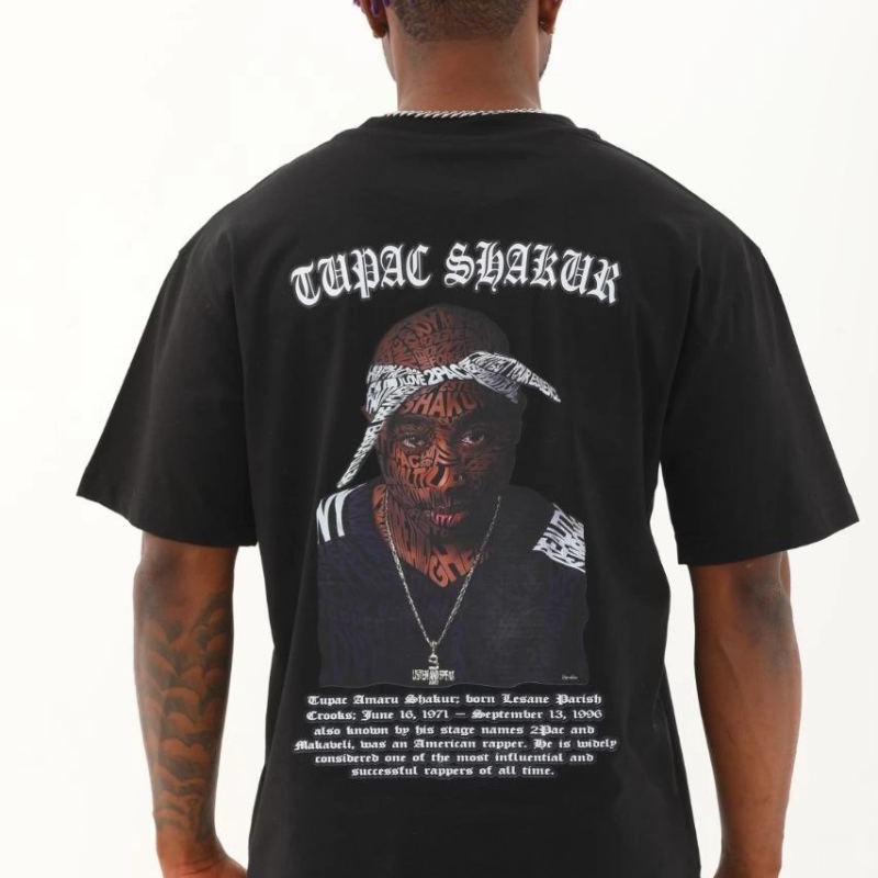 Erkek Kısa Kol Yazlık Tişört Bisiklet Yaka Baskılı Oversize T-Shirt - Siyah