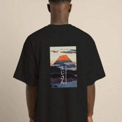 Erkek Kısa Kol Yazlık Tişört Bisiklet Yaka Baskılı Oversize T-Shirt - Siyah