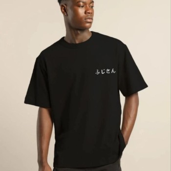 Erkek Kısa Kol Yazlık Tişört Bisiklet Yaka Baskılı Oversize T-Shirt - Siyah