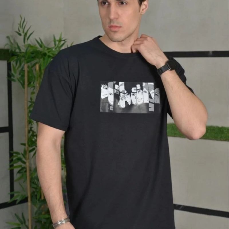 Erkek Kısa Kol Yazlık Tişört Bisiklet Yaka Baskılı Oversize T-Shirt - Siyah