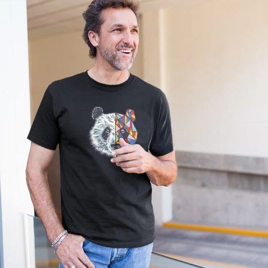 Erkek Kısa Kol Yazlık Tişört Bisiklet Yaka Baskılı Oversize T-Shirt - Siyah