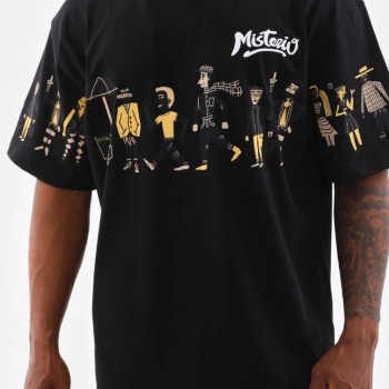 Erkek Kısa Kol Yazlık Tişört Bisiklet Yaka Baskılı Oversize T-Shirt - Siyah