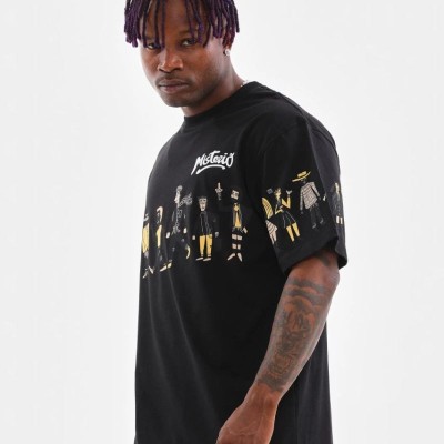 Erkek Kısa Kol Yazlık Tişört Bisiklet Yaka Baskılı Oversize T-Shirt - Siyah