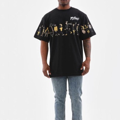 Erkek Kısa Kol Yazlık Tişört Bisiklet Yaka Baskılı Oversize T-Shirt - Siyah