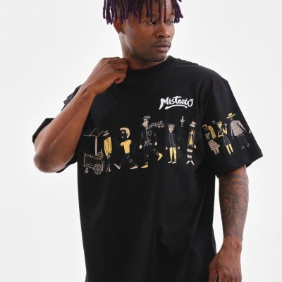 Erkek Kısa Kol Yazlık Tişört Bisiklet Yaka Baskılı Oversize T-Shirt - Siyah