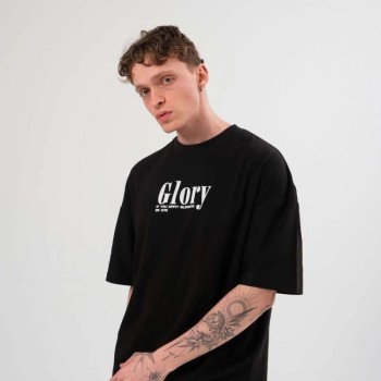 Erkek Kısa Kol Yazlık Tişört Bisiklet Yaka Baskılı Oversize T-Shirt -  Siyah