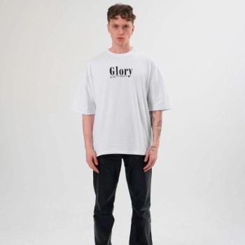 Erkek Kısa Kol Yazlık Tişört Bisiklet Yaka Baskılı Oversize T-Shirt - Siyah