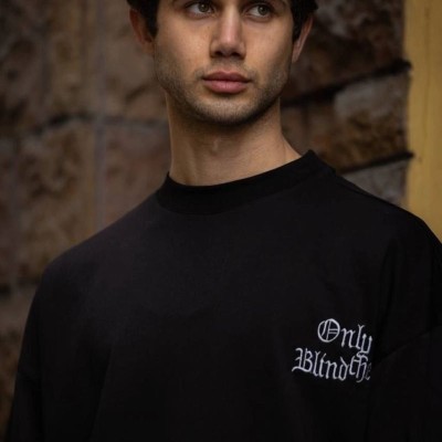 Erkek Kısa Kol Yazlık Tişört Bisiklet Yaka Baskılı Oversize T-Shirt - Siyah