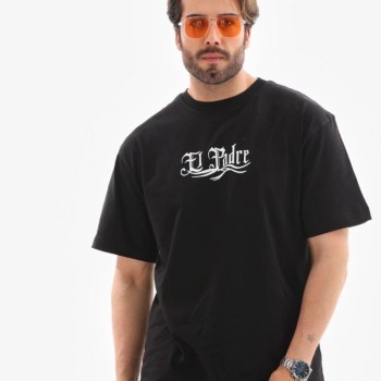 Erkek Kısa Kol Yazlık Tişört Bisiklet Yaka Baskılı Oversize T-Shirt - Siyah