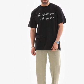 Erkek Kısa Kol Yazlık Tişört Bisiklet Yaka Baskılı Oversize T-Shirt - Siyah
