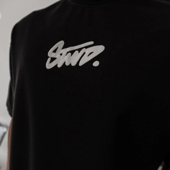 Erkek Kısa Kol Yazlık Tişört Bisiklet Yaka Baskılı Oversize T-Shirt - Siyah