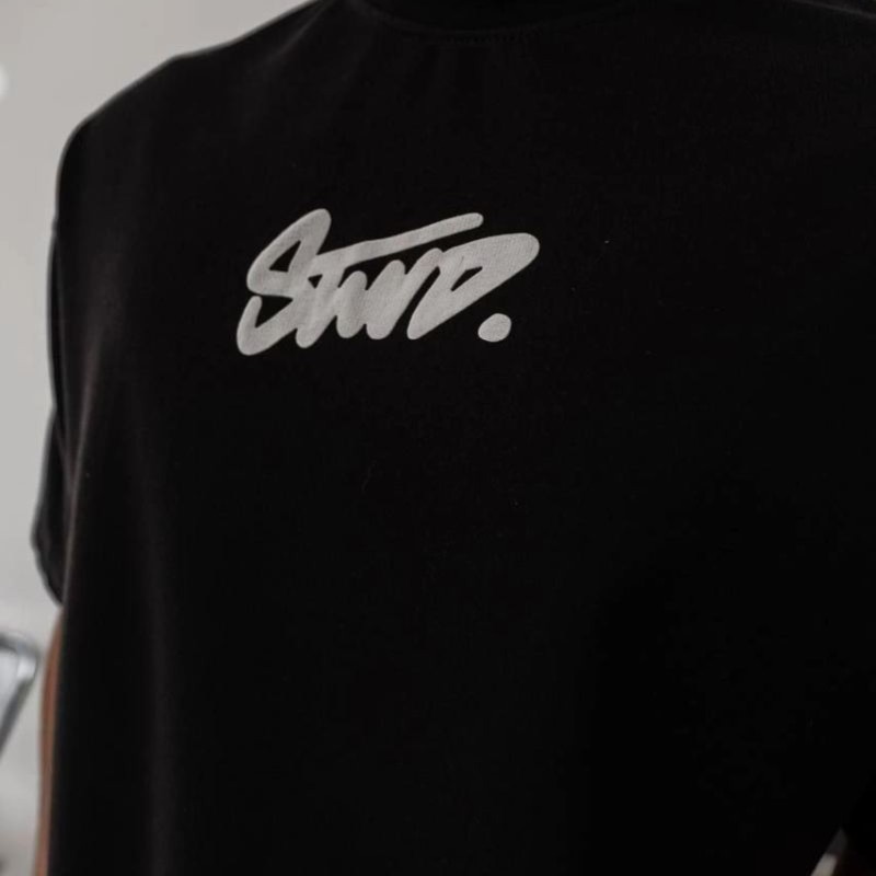 Erkek Kısa Kol Yazlık Tişört Bisiklet Yaka Baskılı Oversize T-Shirt - Siyah