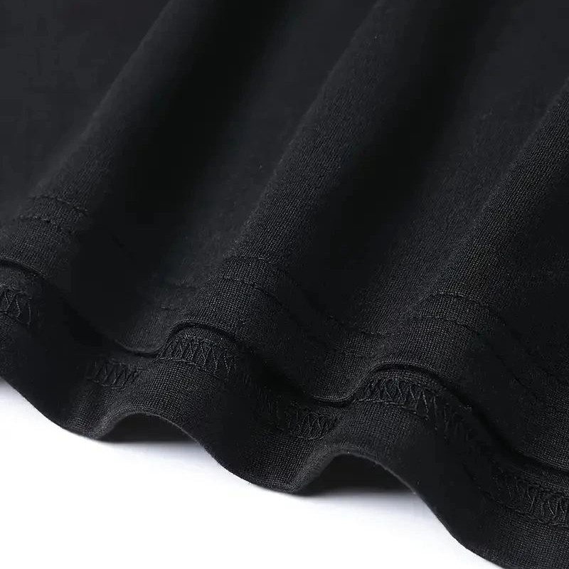 Erkek Kısa Kol Yazlık Tişört Bisiklet Yaka Baskılı Oversize T-Shirt - Siyah