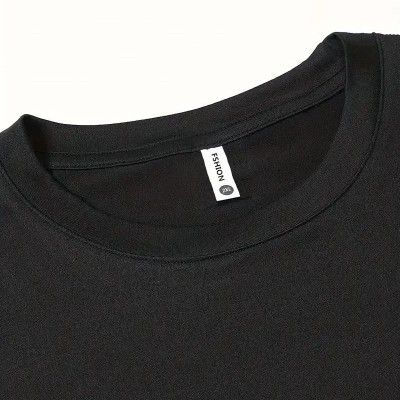 Erkek Kısa Kol Yazlık Tişört Bisiklet Yaka Baskılı Oversize T-Shirt - Siyah