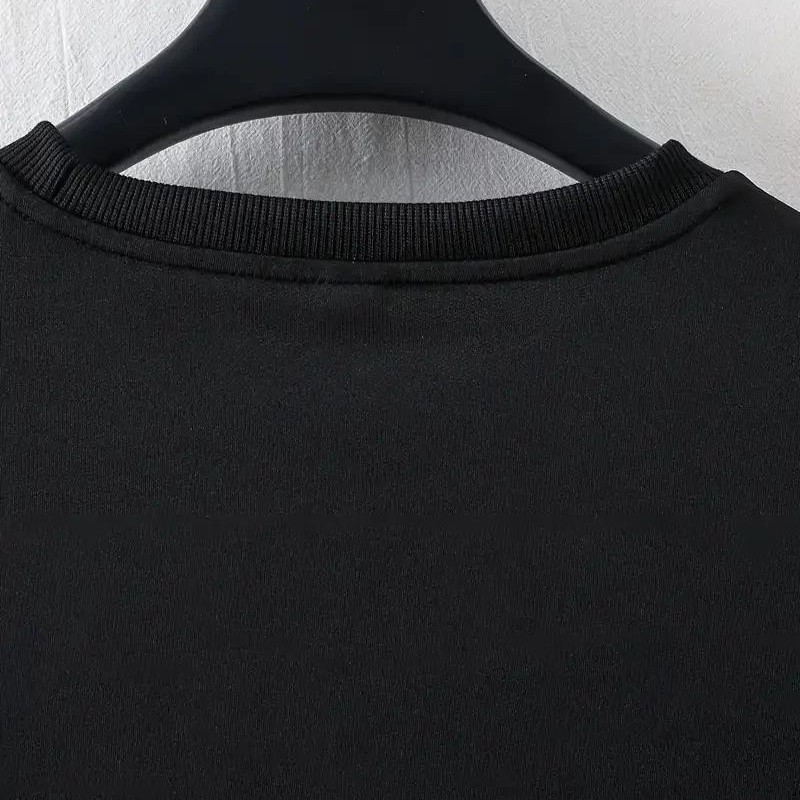Erkek Kısa Kol Yazlık Tişört Bisiklet Yaka Baskılı Oversize T-Shirt - Siyah