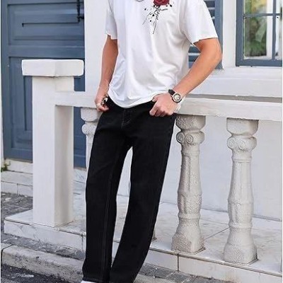 Erkek Kısa Kol Yazlık Tişört Bisiklet Yaka GÜL Baskılı T-Shirt - Beyaz