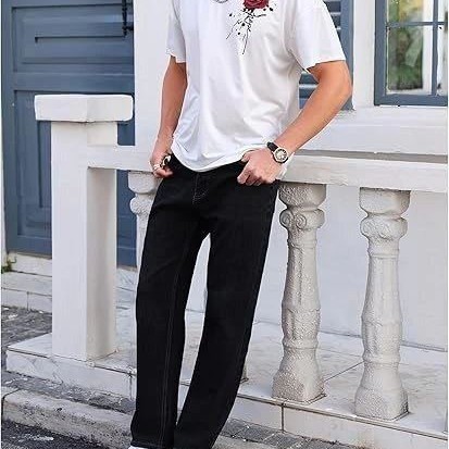 Erkek Kısa Kol Yazlık Tişört Bisiklet Yaka GÜL Baskılı T-Shirt - Beyaz