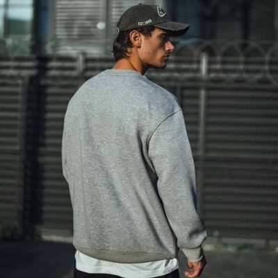 Erkek Kışlık Bisiklet Yaka 3 İplik Basic SweatShirt - Gri