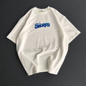 Erkek Ön ve Arka Baskılı T-Shirt Kısa Kol Bisiklet Yaka Regular Fit Tişört -  Beyaz