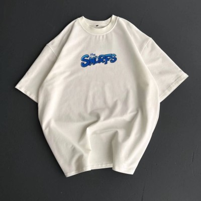 Erkek Ön ve Arka Baskılı T-Shirt Kısa Kol Bisiklet Yaka Regular Fit Tişört -  Beyaz