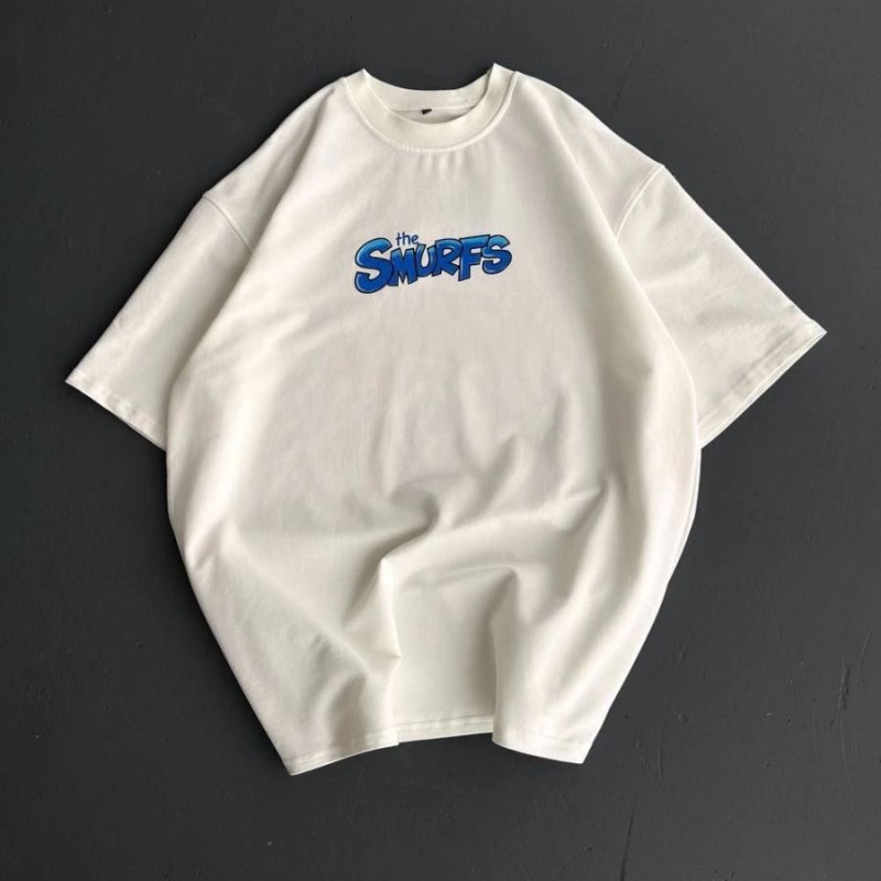 Erkek Ön ve Arka Baskılı T-Shirt Kısa Kol Bisiklet Yaka Regular Fit Tişört -  Beyaz