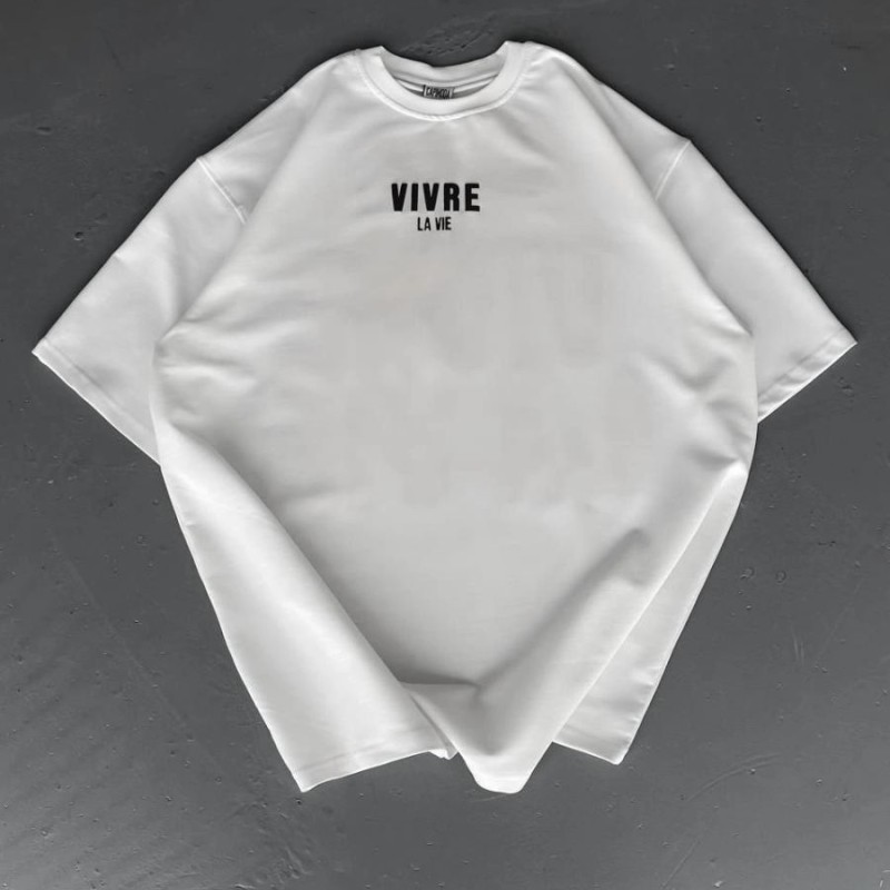 Erkek Ön ve Arka Baskılı T-Shirt Kısa Kol Bisiklet Yaka Regular Fit Tişört - Beyaz
