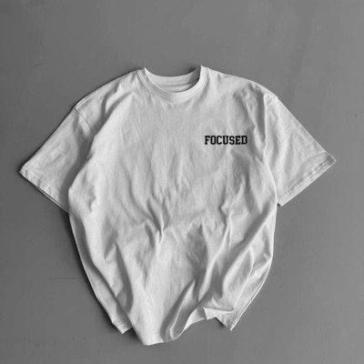 Erkek Ön ve Arka Baskılı T-Shirt Kısa Kol Bisiklet Yaka Regular Fit Tişört - Beyaz
