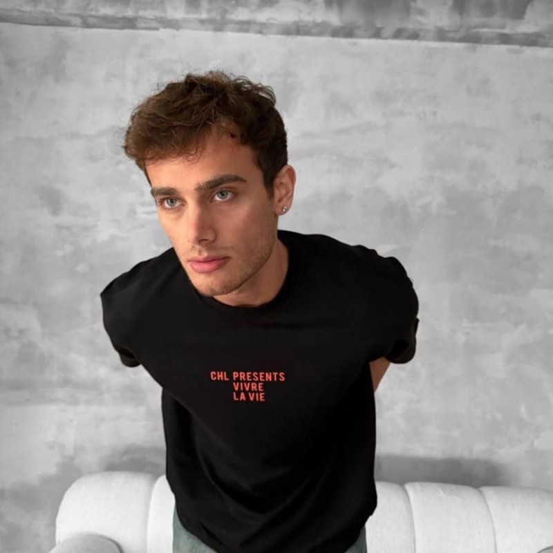 Erkek Ön ve Arka Baskılı T-Shirt Kısa Kol Bisiklet Yaka Regular Fit Tişört - Siyah