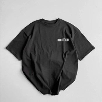 Erkek Ön ve Arka Baskılı T-Shirt Kısa Kol Bisiklet Yaka Regular Fit Tişört -  Siyah