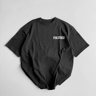 Erkek Ön ve Arka Baskılı T-Shirt Kısa Kol Bisiklet Yaka Regular Fit Tişört -  Siyah