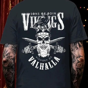 Erkek Ön ve Arka Baskılı T-Shirt Kısa Kol Bisiklet Yaka Regular Fit Tişört - Siyah