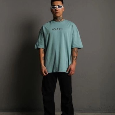 Erkek Oversize Tişört Golf GTI Retro Araba Baskılı T-shirt - Mint Yeşili