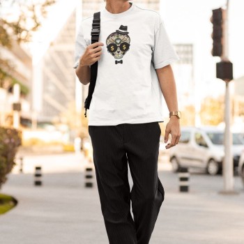 ERKEK Özel Baskılı Modern Fit %100 Pamuk Bisiklet Yaka T-Shirt