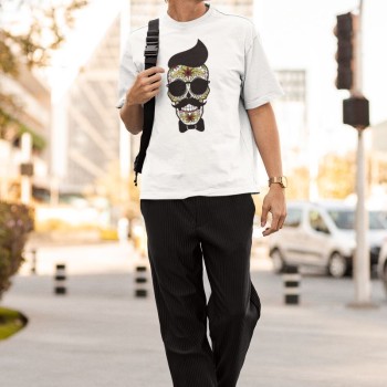 ERKEK Özel Baskılı Modern Fit %100 Pamuk Bisiklet Yaka T-Shirt