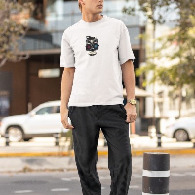 ERKEK Özel Baskılı Modern Fit %100 Pamuk Bisiklet Yaka T-Shirt