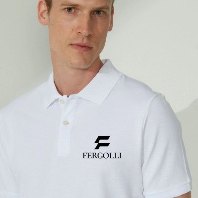 Erkek Pike Polo Yaka Tişört Düğmeli Baskılı T-Shirt - Beyaz