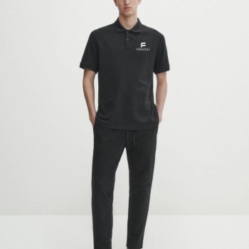Erkek Pike Polo Yaka Tişört Düğmeli Baskılı T-Shirt - Beyaz